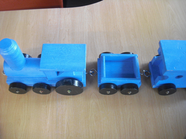 blue wooden train